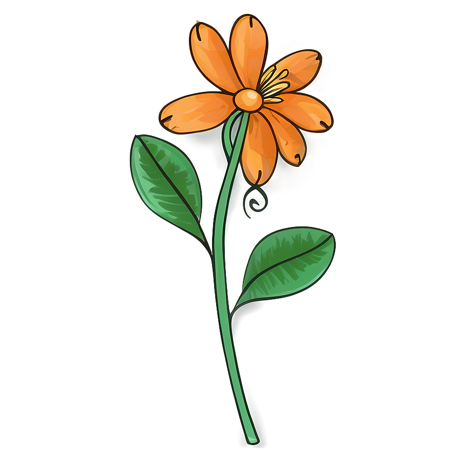 Hand-drawn Orange Floral Png 78 PNG image