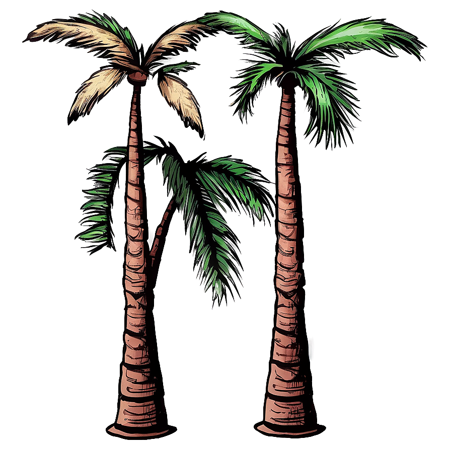 Hand Drawn Palm Trees Png 05042024 PNG image