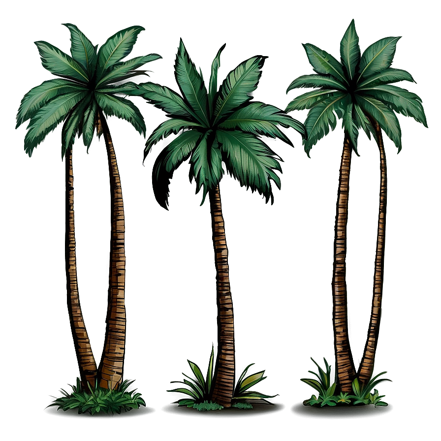 Hand Drawn Palm Trees Png 05042024 PNG image