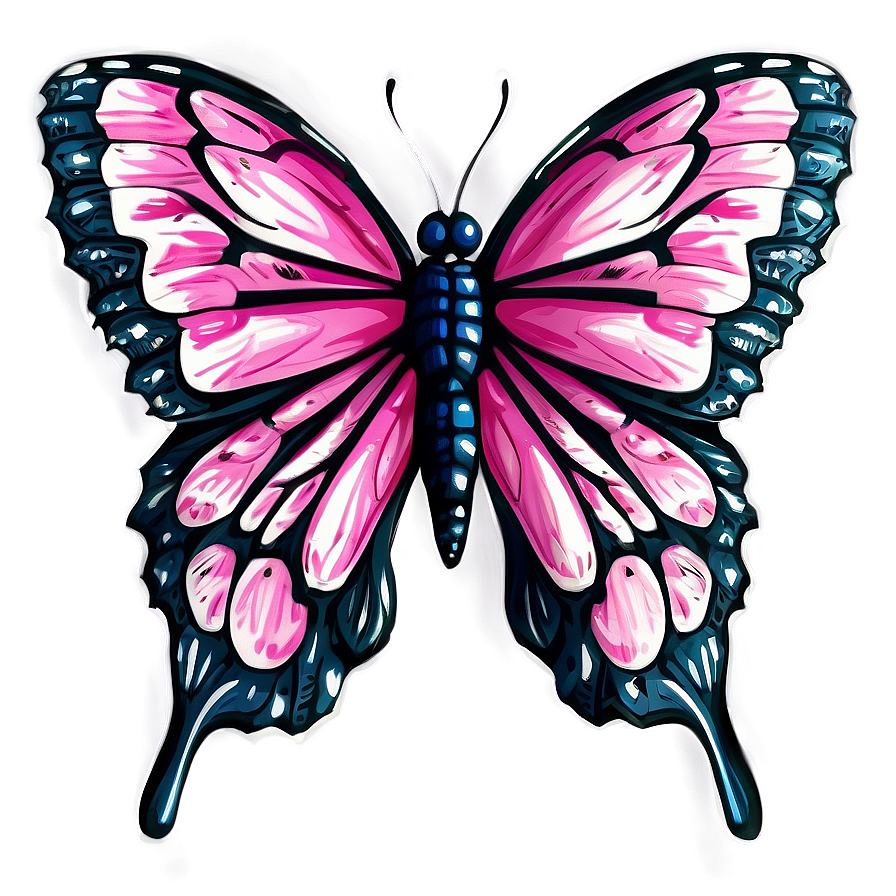 Hand Drawn Pink Butterfly Png 05232024 PNG image