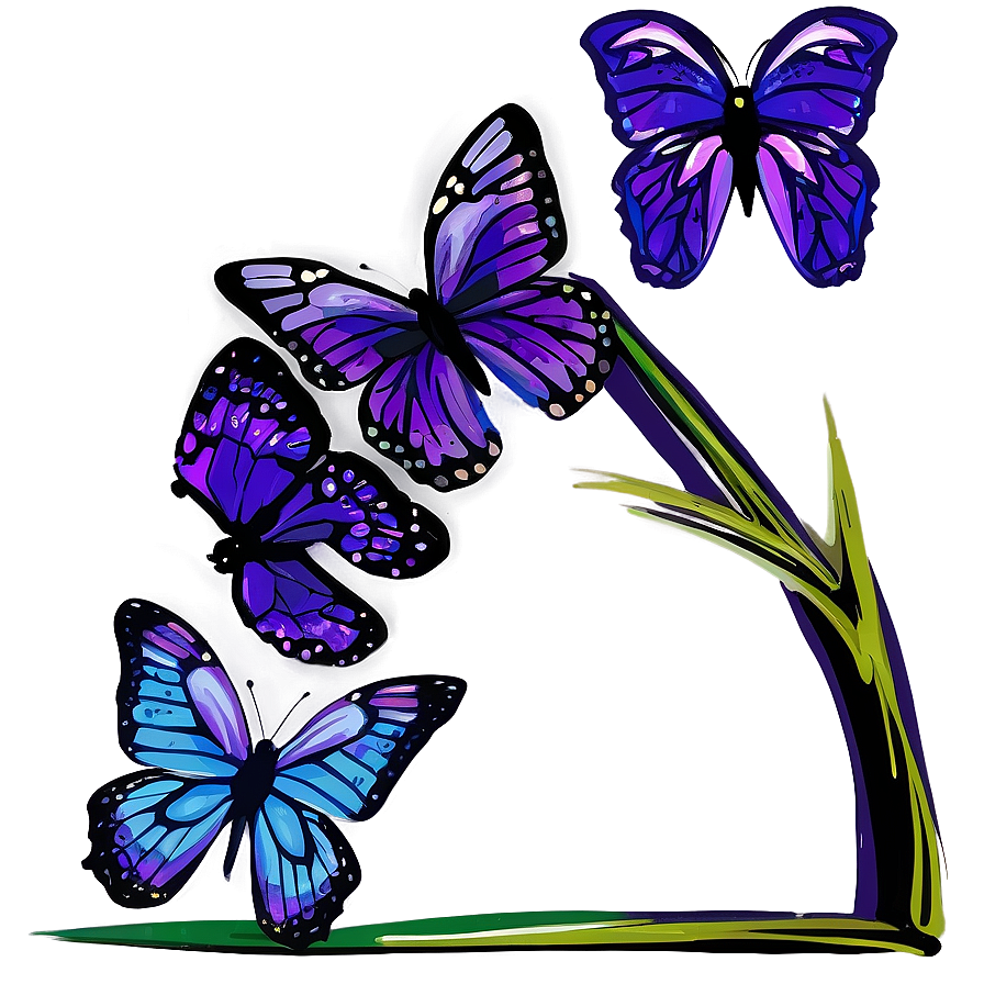 Hand Drawn Purple Butterfly Png Lva24 PNG image