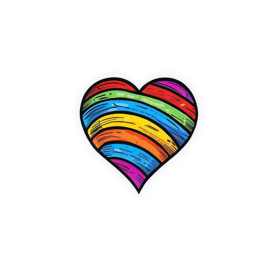 Hand Drawn Rainbow Heart Png 06252024 PNG image