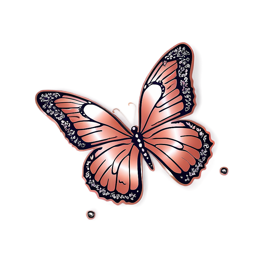 Hand Drawn Rose Gold Butterfly Png 06282024 PNG image