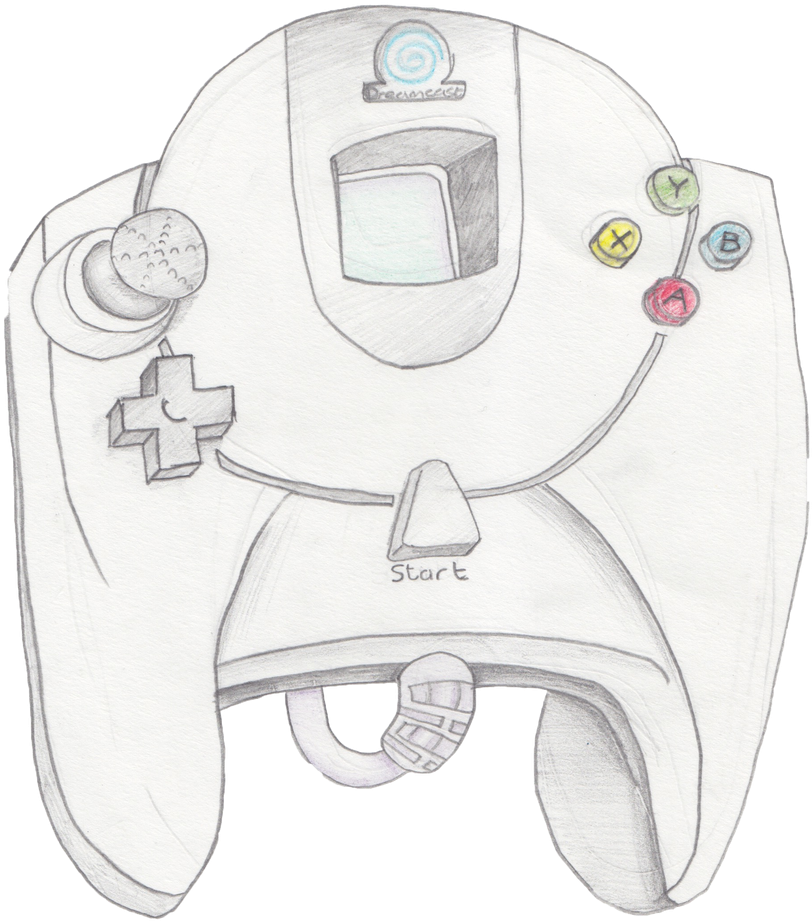 Hand Drawn Sega Dreamcast Controller Sketch PNG image