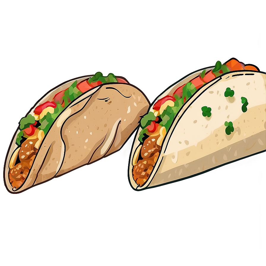 Hand Drawn Taco Clipart Png Bwk PNG image