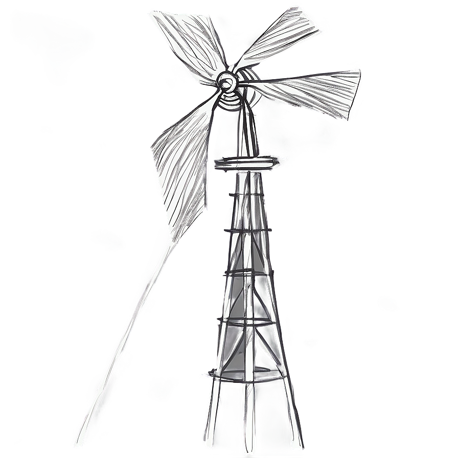 Hand Drawn Windmill Sketch Png Wtc86 PNG image