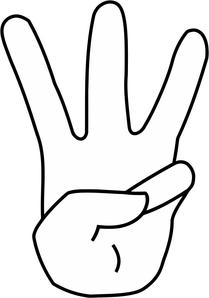 Hand Gesture Number Three Illustration PNG image