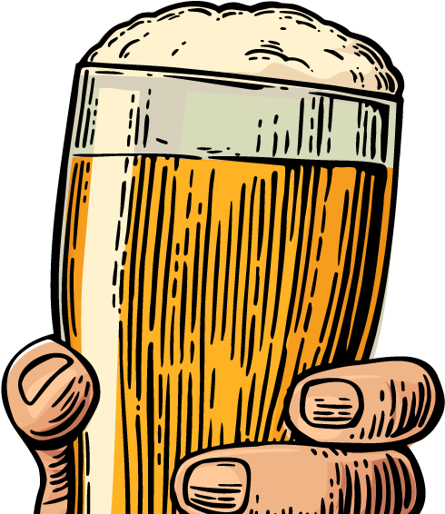 Hand Holding Beer Glass Illustration PNG image