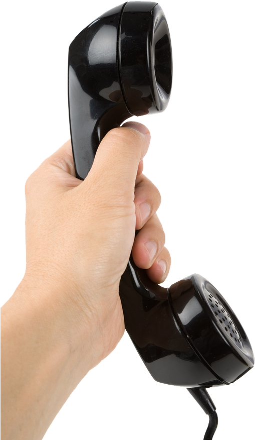 Hand Holding Black Telephone Receiver PNG image
