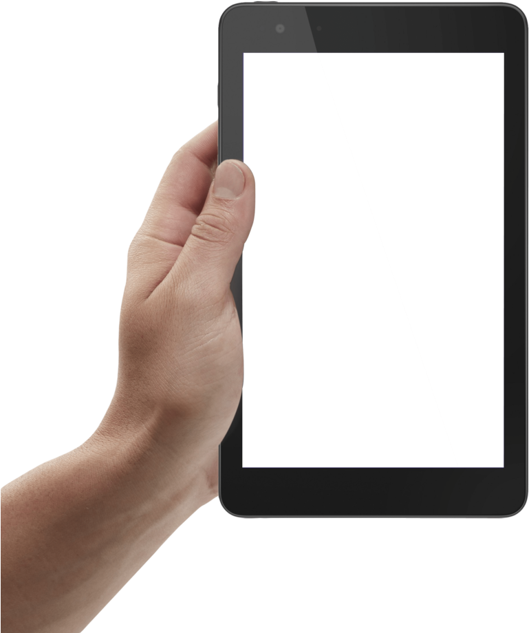 Hand Holding Blank Screen Tablet PNG image