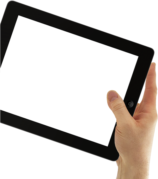 Hand Holding Blank Tablet PNG image