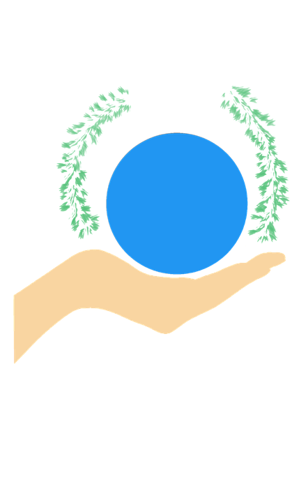 Hand Holding Blue Sphere Nature Concept PNG image