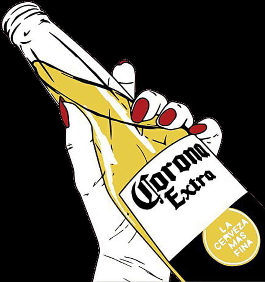 Hand Holding Corona Beer Bottle PNG image