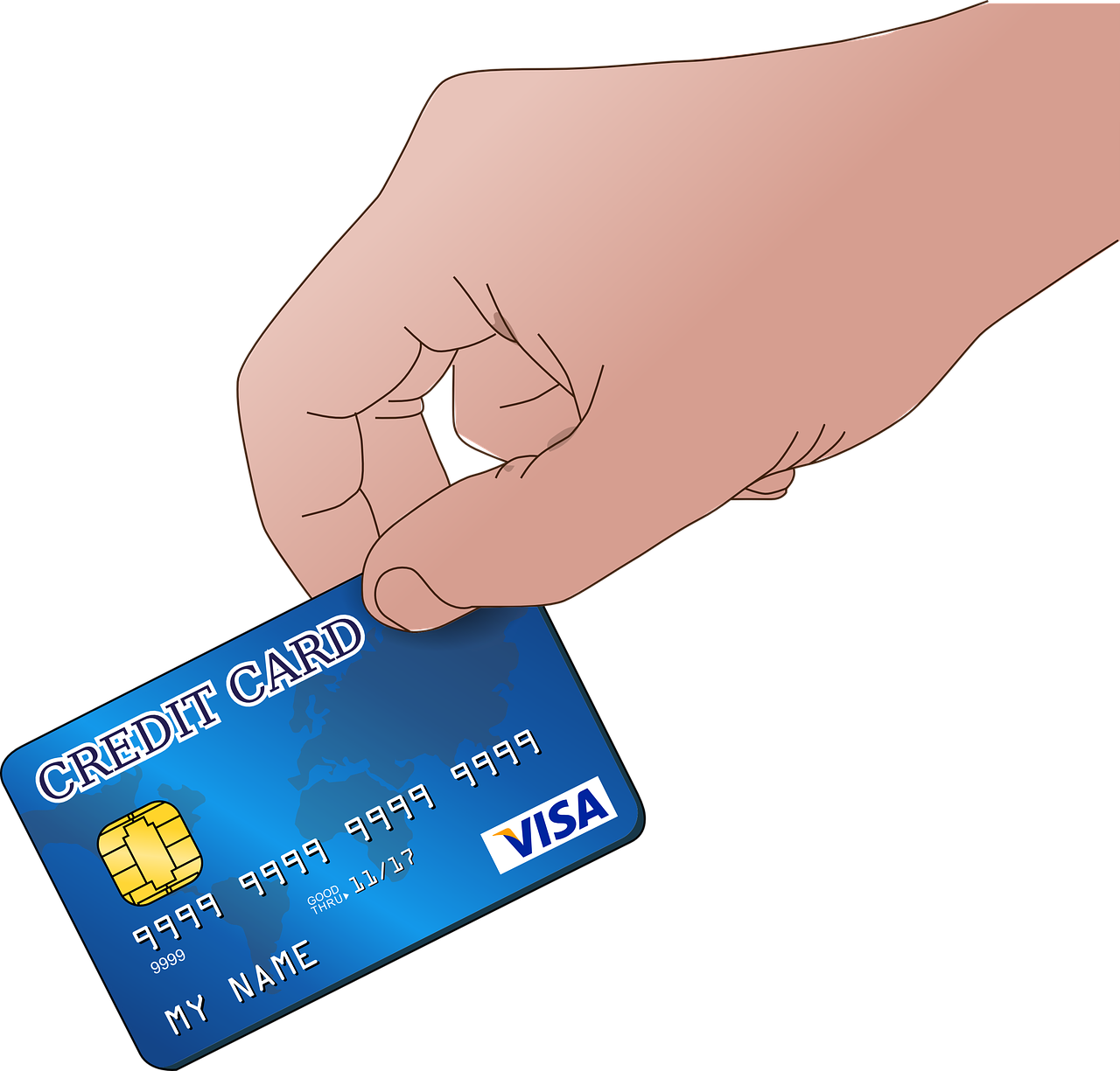 Hand Holding Credit Card Illustration PNG image