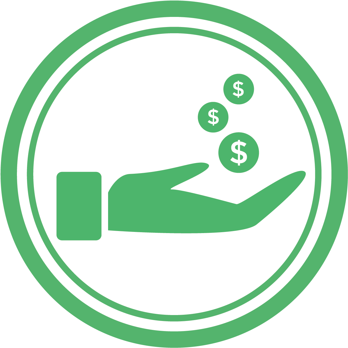 Hand Holding Dollar Coins Icon PNG image