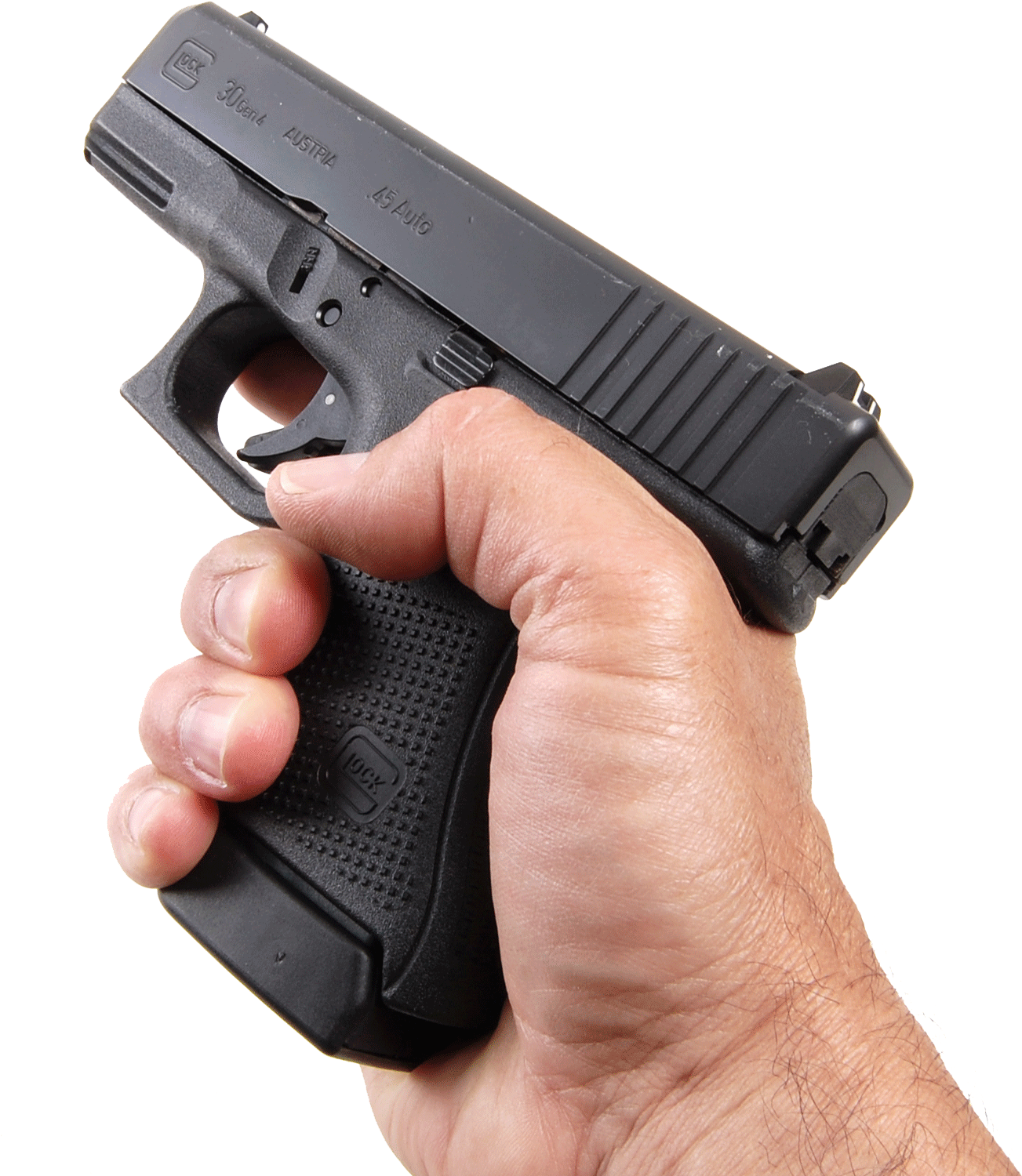 Hand Holding Glock Pistol PNG image