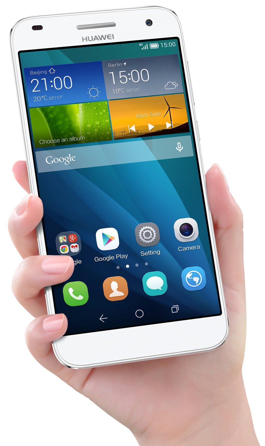 Hand Holding Huawei Smartphone PNG image