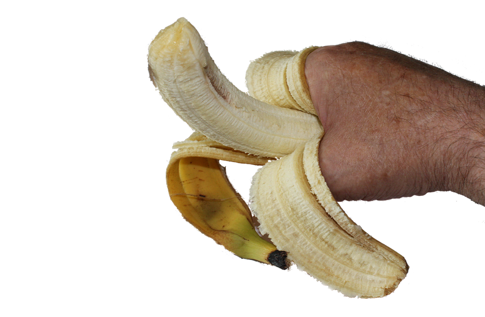 Hand Holding Peeled Banana PNG image