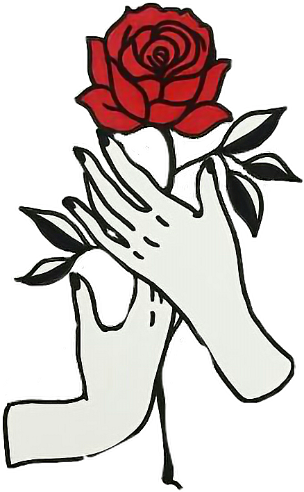 Hand Holding Red Rose Drawing PNG image