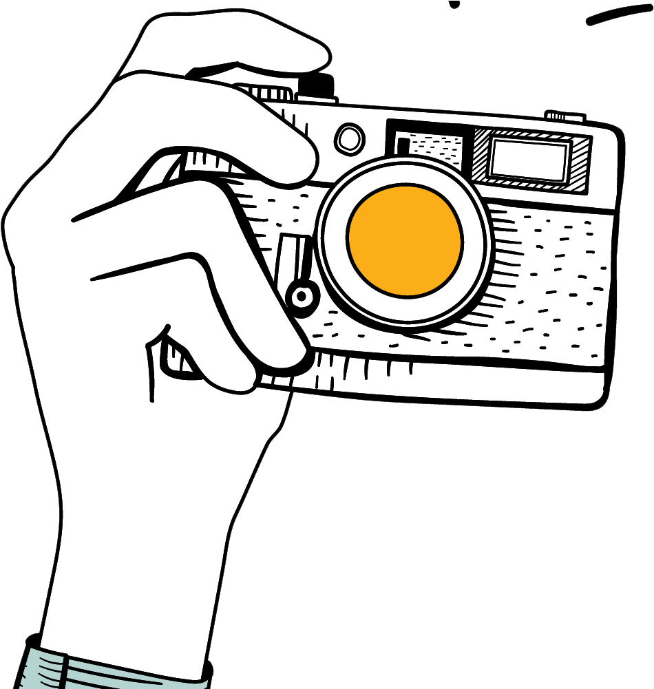 Hand Holding Retro Camera Illustration PNG image