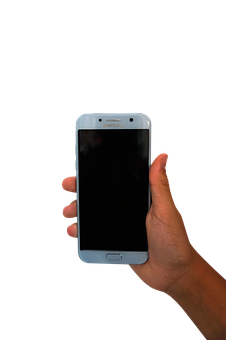 Hand Holding Smartphone Black Background PNG image