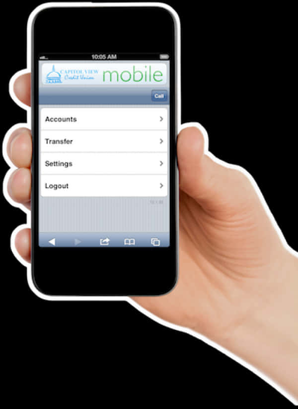 Hand Holding Smartphone With Mobile Banking App PNG image
