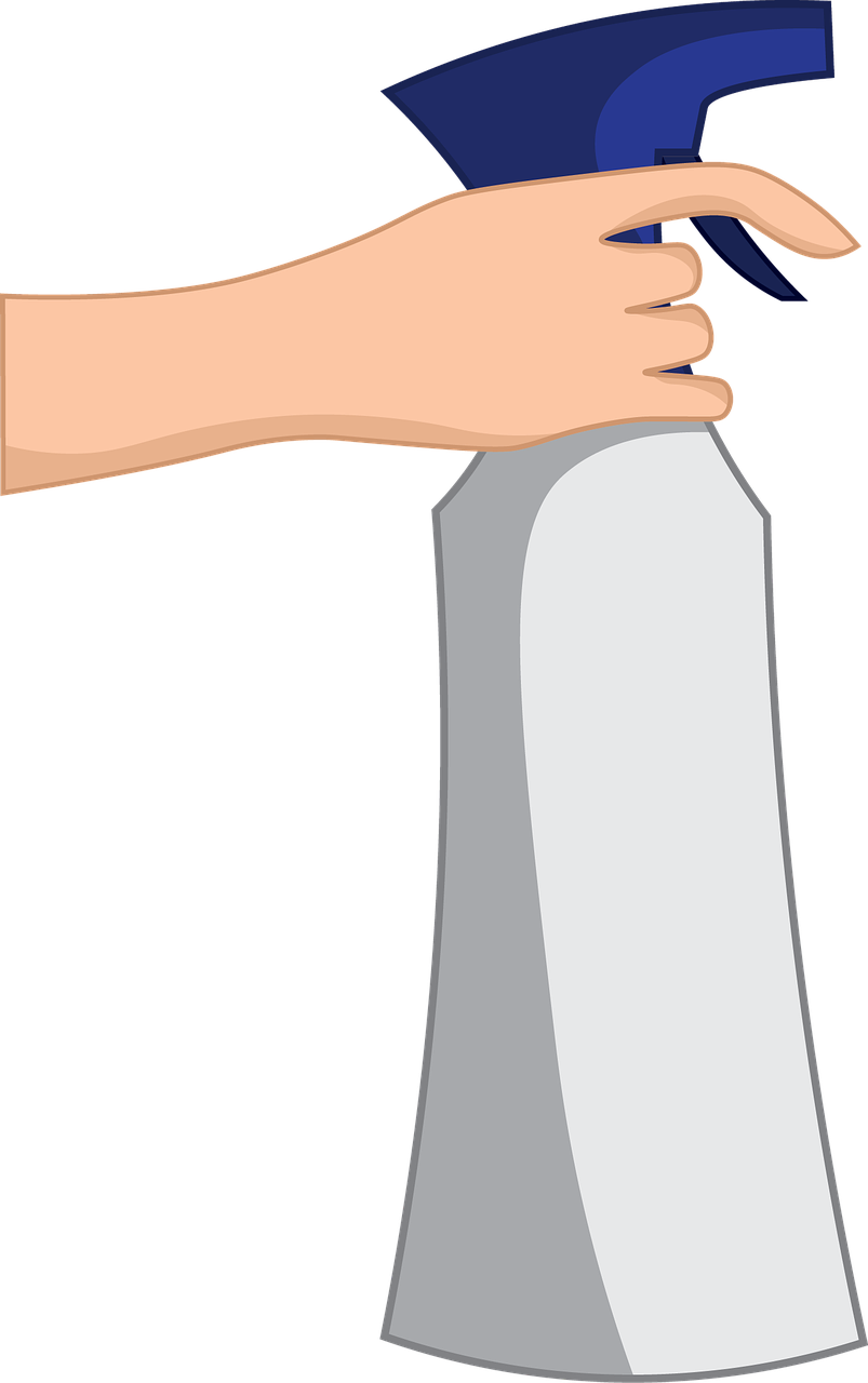 Hand Holding Spray Bottle Vector PNG image