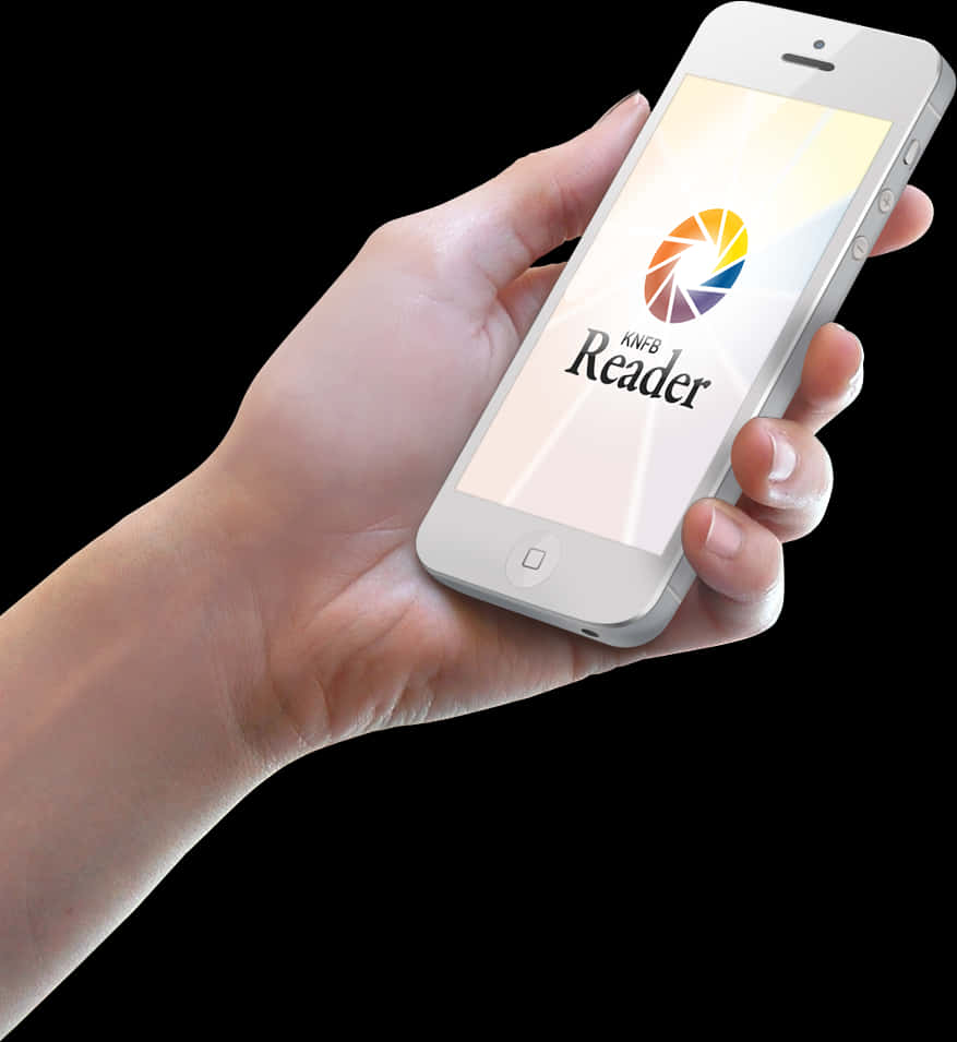 Hand Holding White Smartphonewith News App PNG image