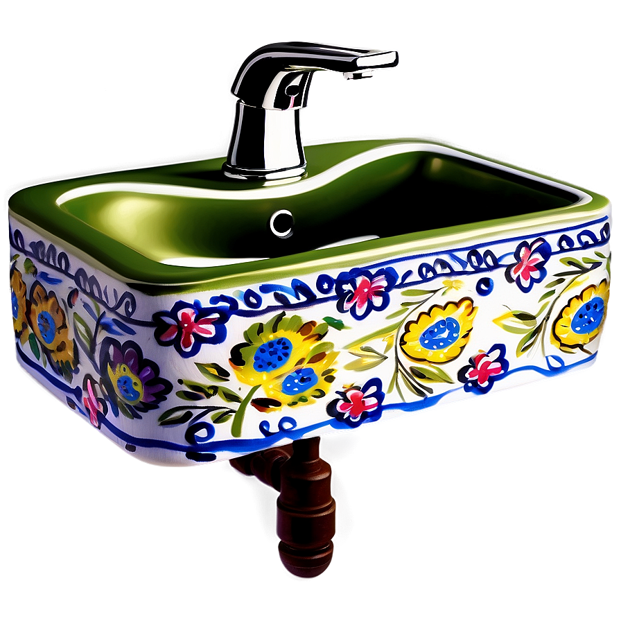 Hand-painted Bathroom Sink Png Vjo PNG image