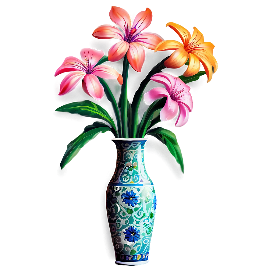 Hand-painted Flower Vase Png Cgp PNG image