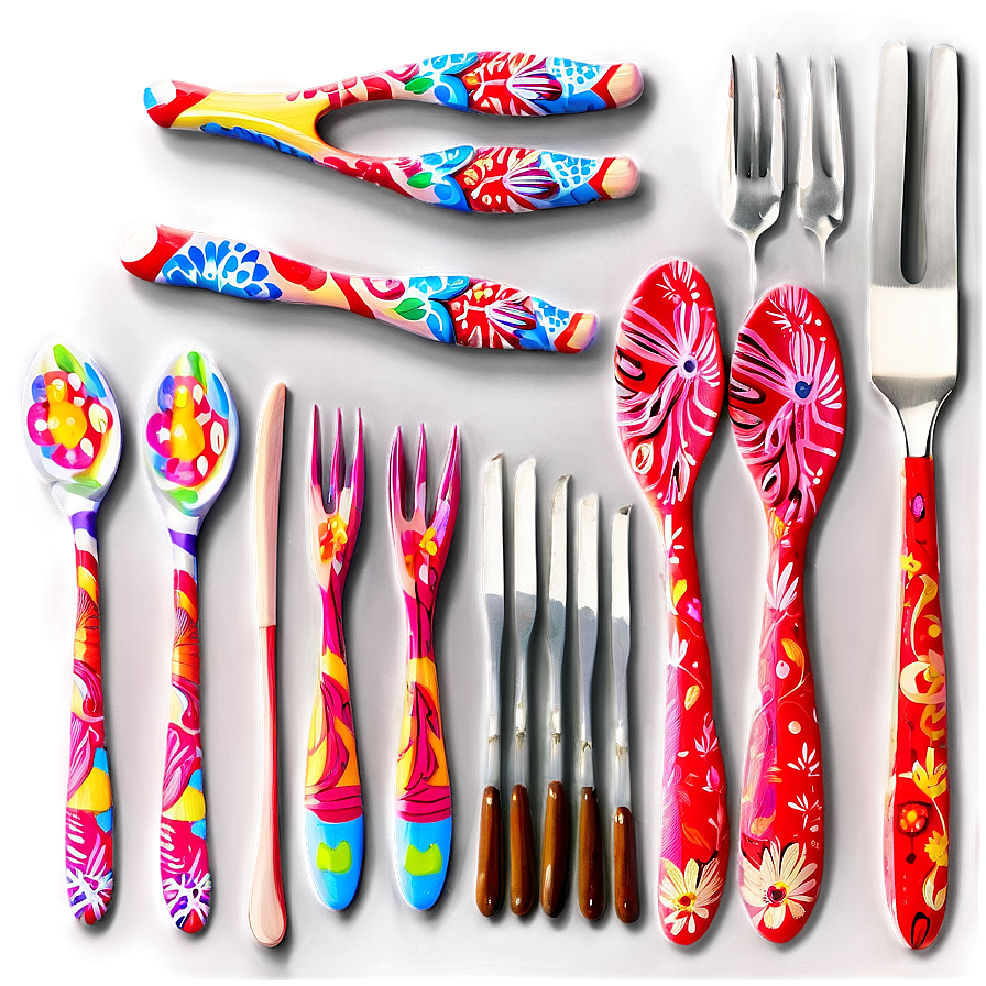 Hand Painted Utensils Art Png 33 PNG image