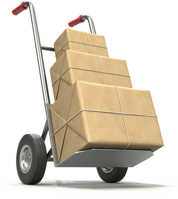 Hand Truck Loadedwith Cardboard Boxes PNG image