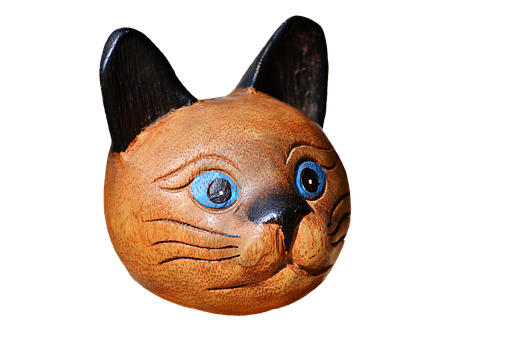 Handcrafted Cat Face Sculpture PNG image
