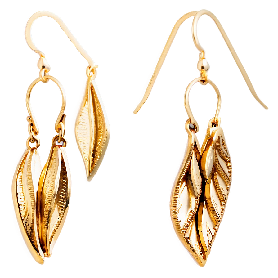 Handcrafted Gold Dangle Earrings Png Gvx46 PNG image