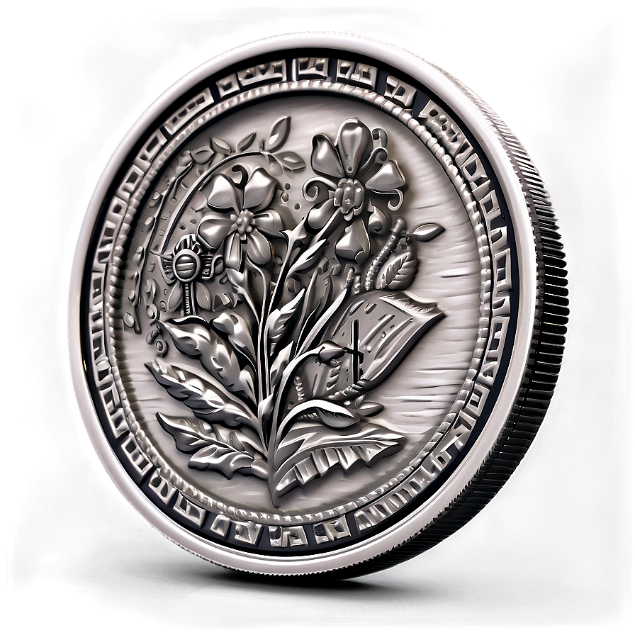 Handcrafted Silver Coin Sketch Png 06272024 PNG image