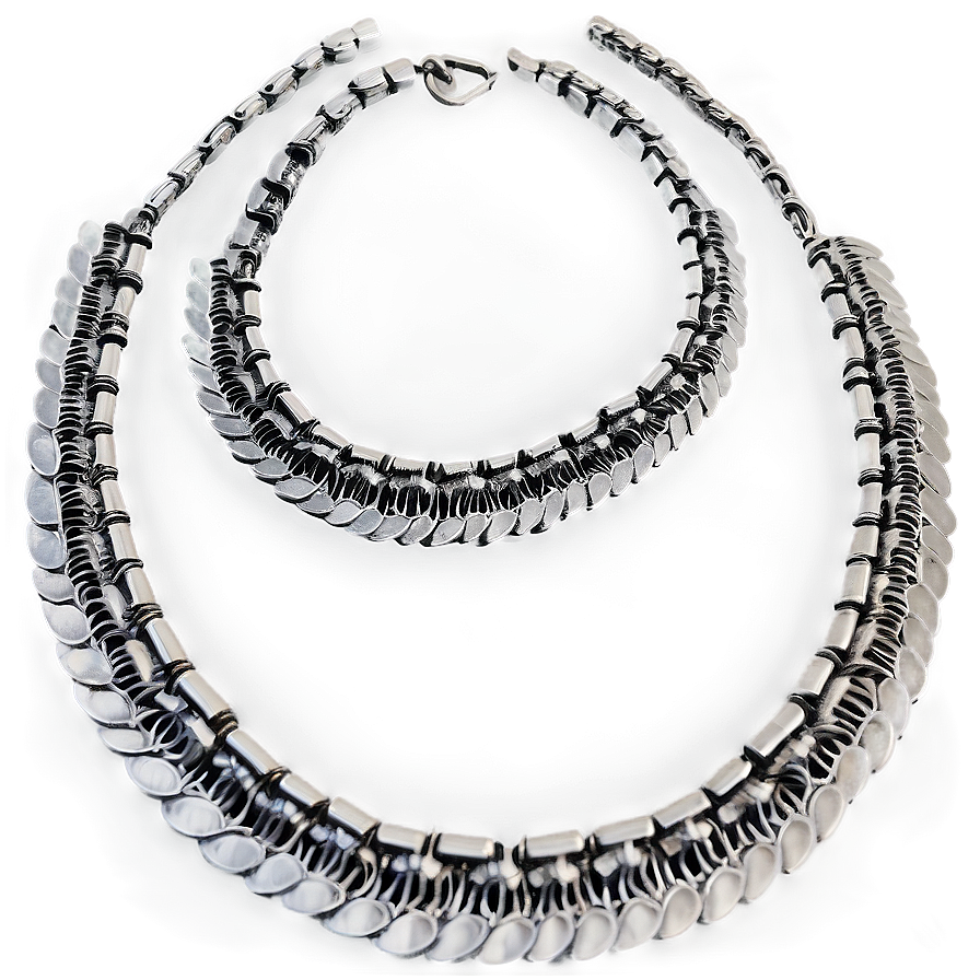 Handcrafted Silver Necklace Png 06282024 PNG image