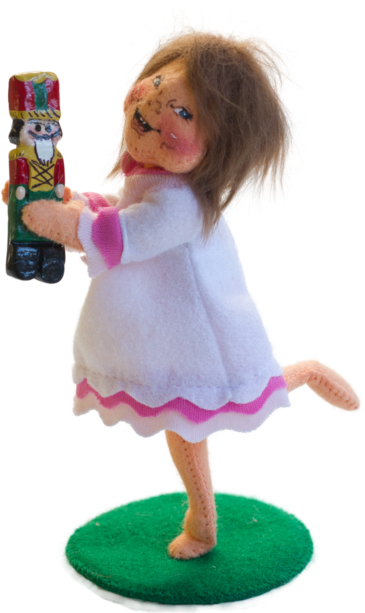 Handmade Felt Doll With Nutcracker PNG image