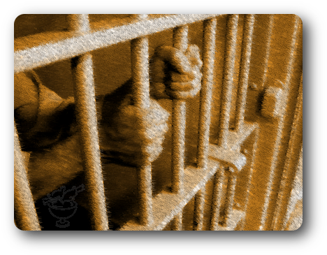 Hands Behind Bars Sepia Tone PNG image