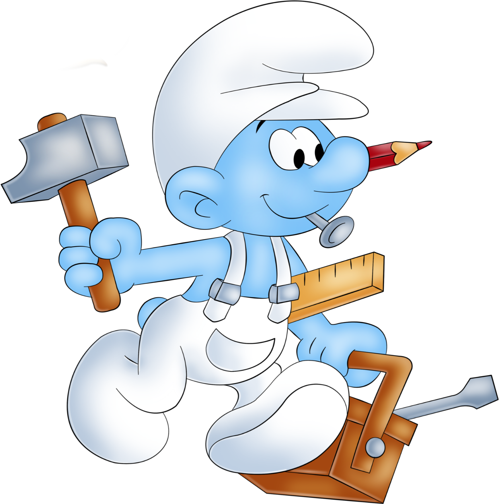 Handy Smurfwith Tools PNG image