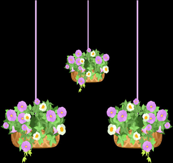 Hanging Flower Pots Vector Illustration PNG image