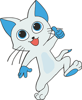 Happy Animated Cat Giving Thumb Up PNG image