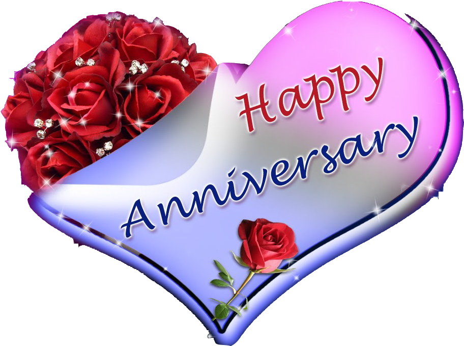 Happy Anniversary Heart Roses Graphic PNG image