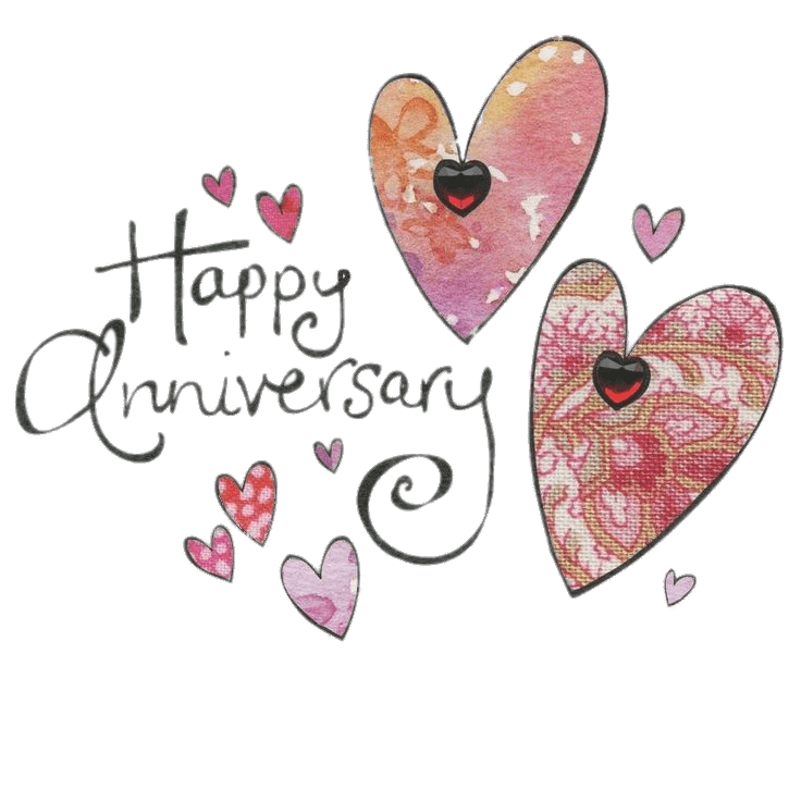 Happy Anniversary Heartsand Calligraphy PNG image