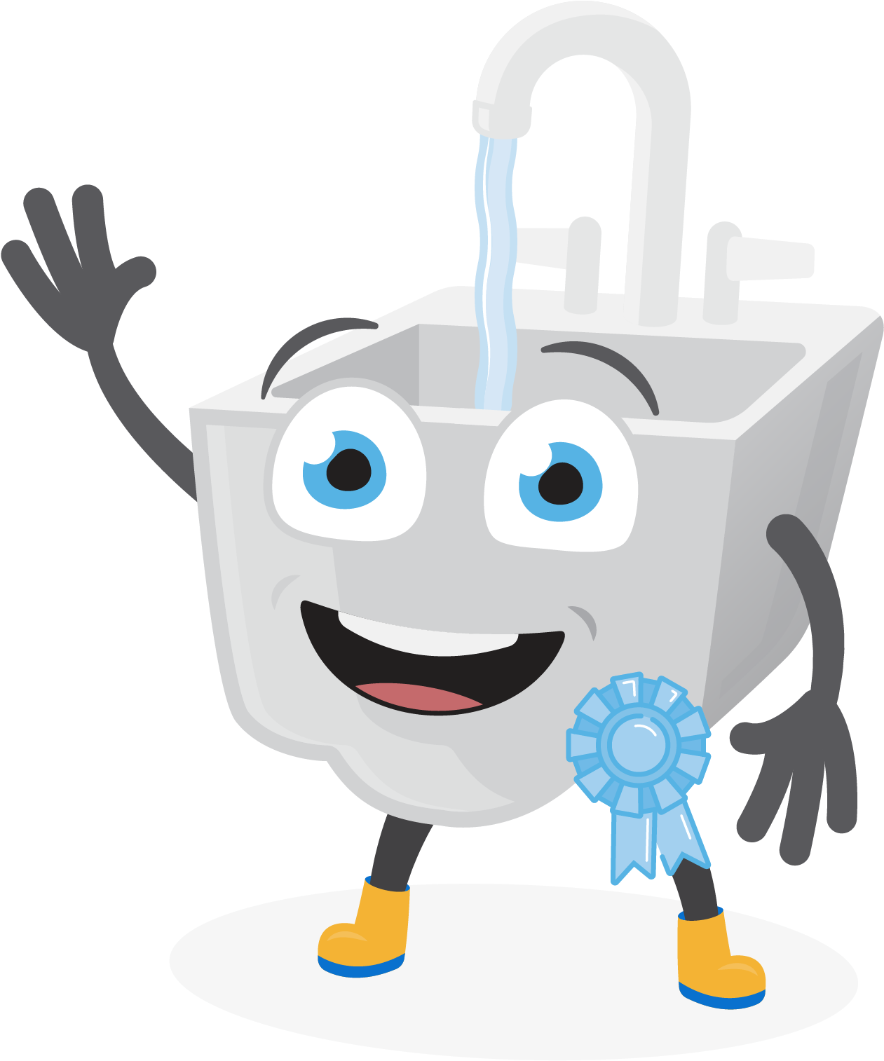 Happy Anthropomorphic Sink Character PNG image