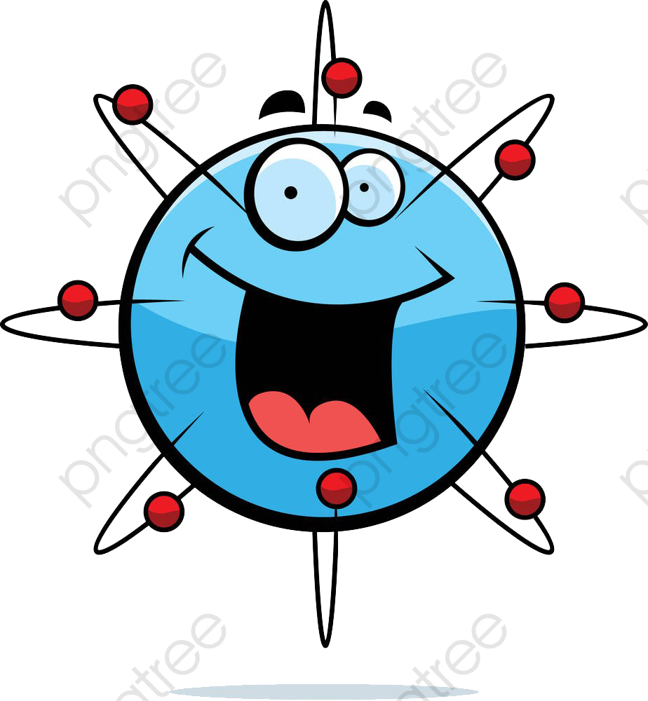 Happy Atom Cartoon Illustration PNG image