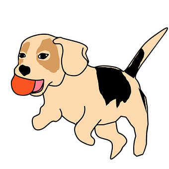 Happy Beagle Cartoon Dogwith Red Ball PNG image