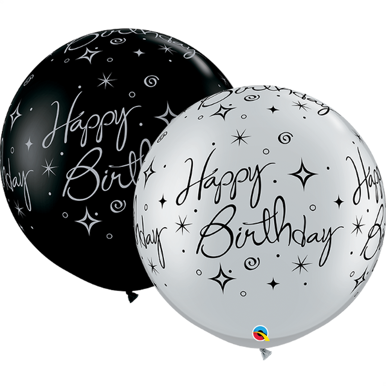 Happy Birthday Balloons Blackand White PNG image