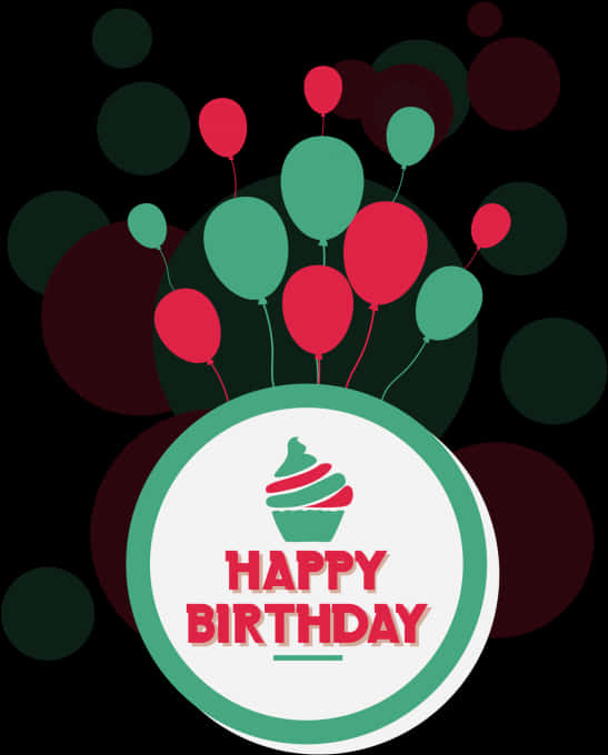 Happy Birthday Balloonsand Cupcake PNG image
