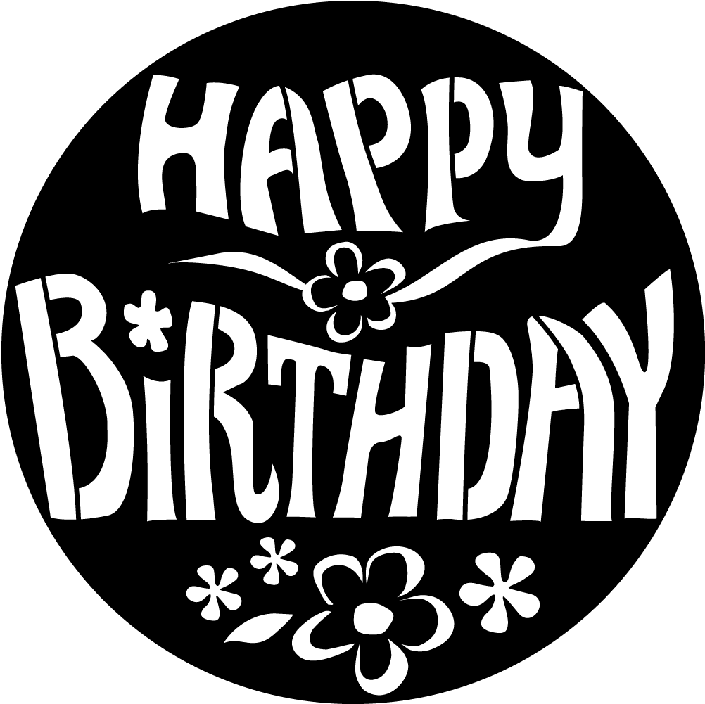 Happy Birthday Blackand White Circle Design PNG image