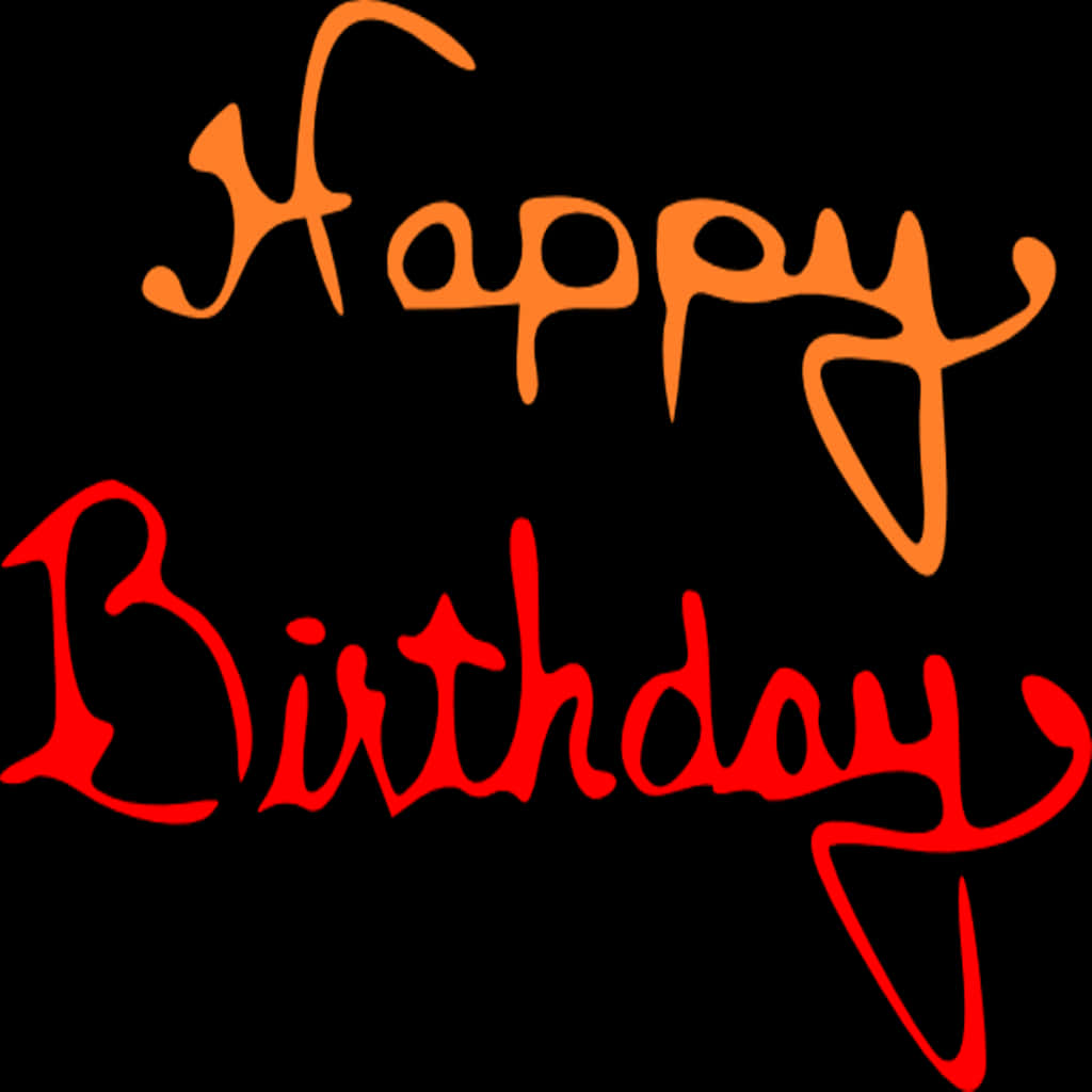 Happy Birthday Calligraphy Black Background PNG image